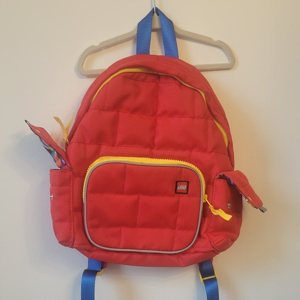 LEGO Back pack unisex red yellow black royal blue multi zip pockets like new